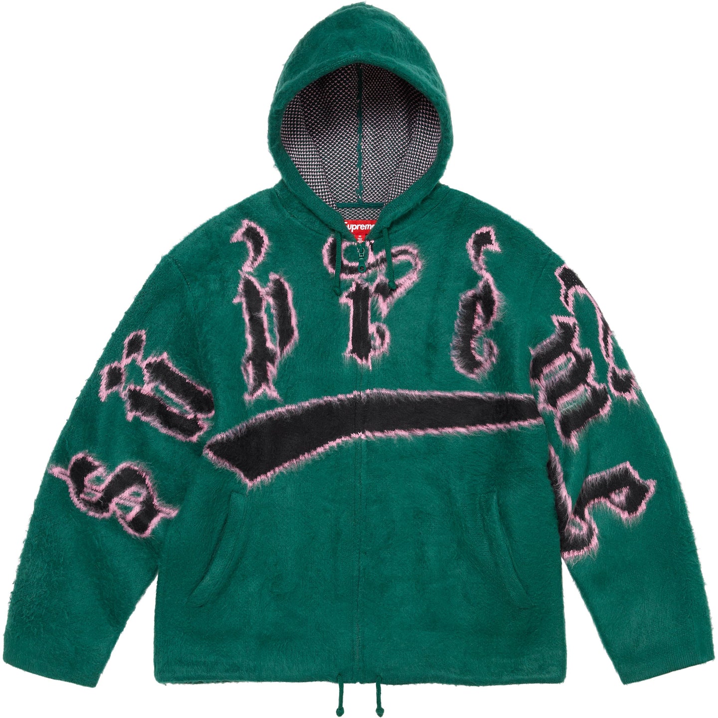 Акцентная замшевая толстовка с капюшоном на молнии Supreme, белый/белый — фото 2