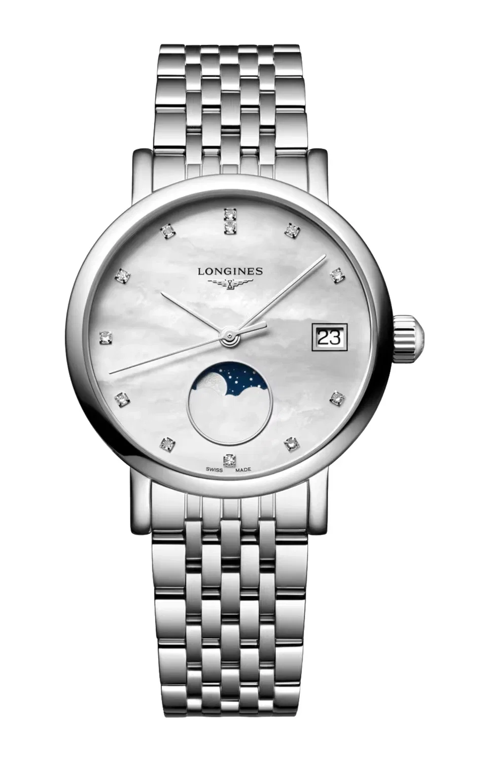 LONGINES элегантная коллекция с фазами луны - L4.330.4.87.6, серебряный