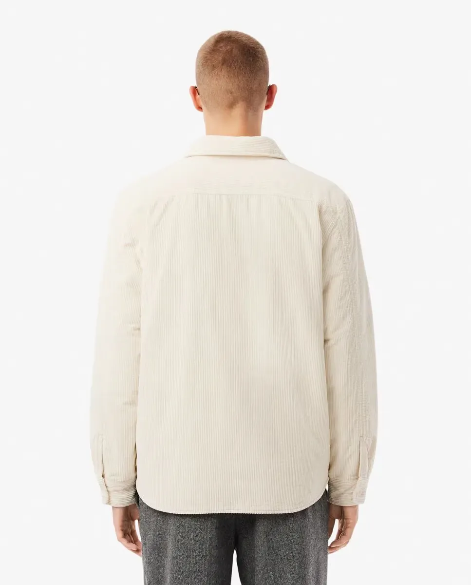 Мужская рубашка-оверсайз из вельвета с длинным рукавом Lacoste, белый — фото 2