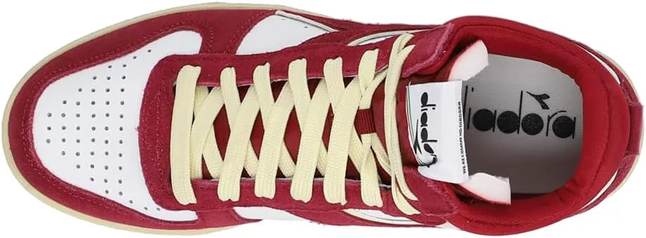Мужские высокие кроссовки Diadora Magic Basket Demi Cut из замшевой кожи - красно-белые, повседневные, красный — фото 4
