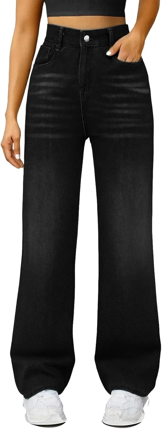 Джинсы для женщин Baggy Barrel Wide Leg Plus Size Stretchy Cargo с карманами — фото 2