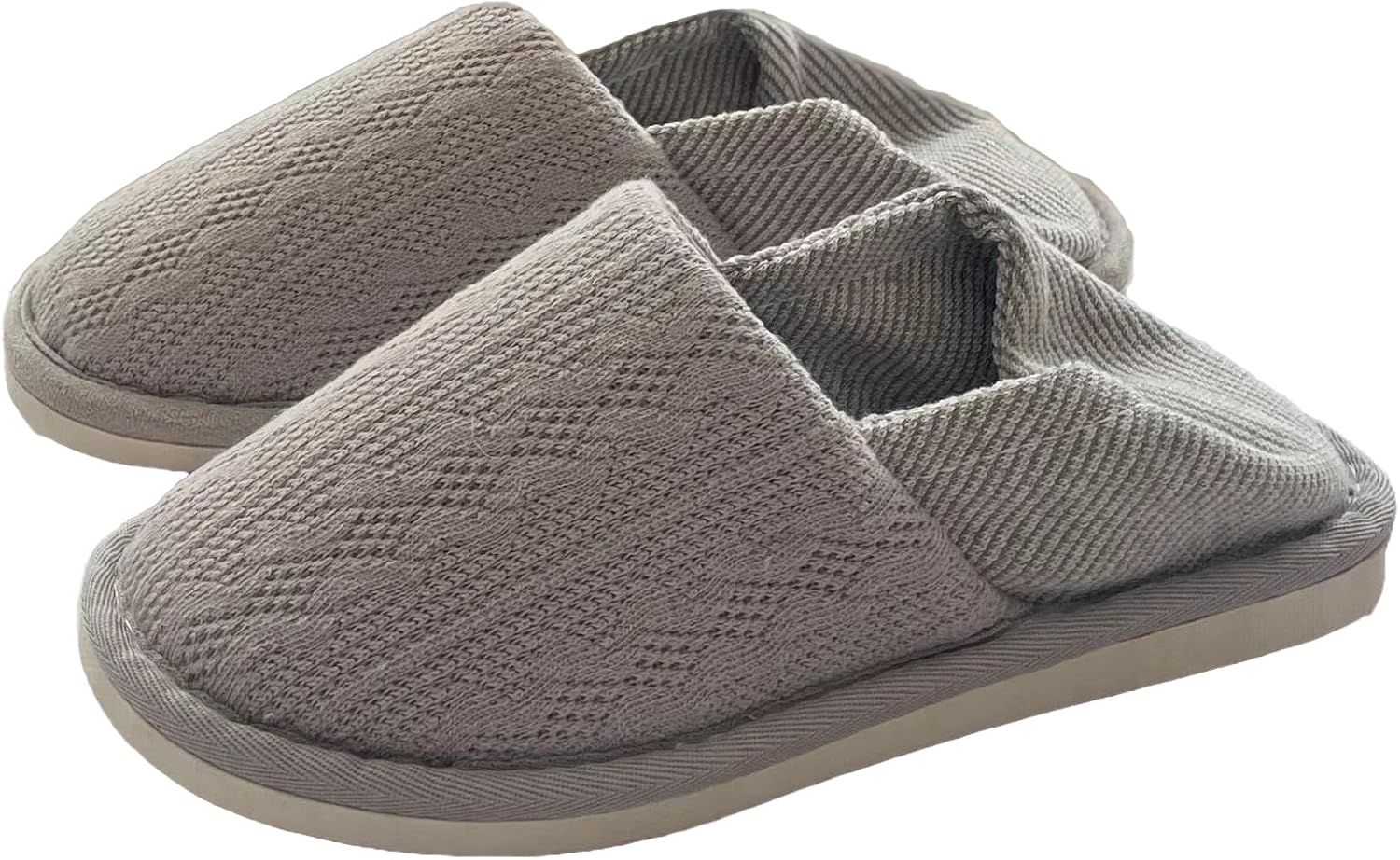 

Домашние тапочки FUNCOS для женщин и мужчин, мягкие вязаные, теплые и удобные, с закрытой пяткой, для ношения дома, серый