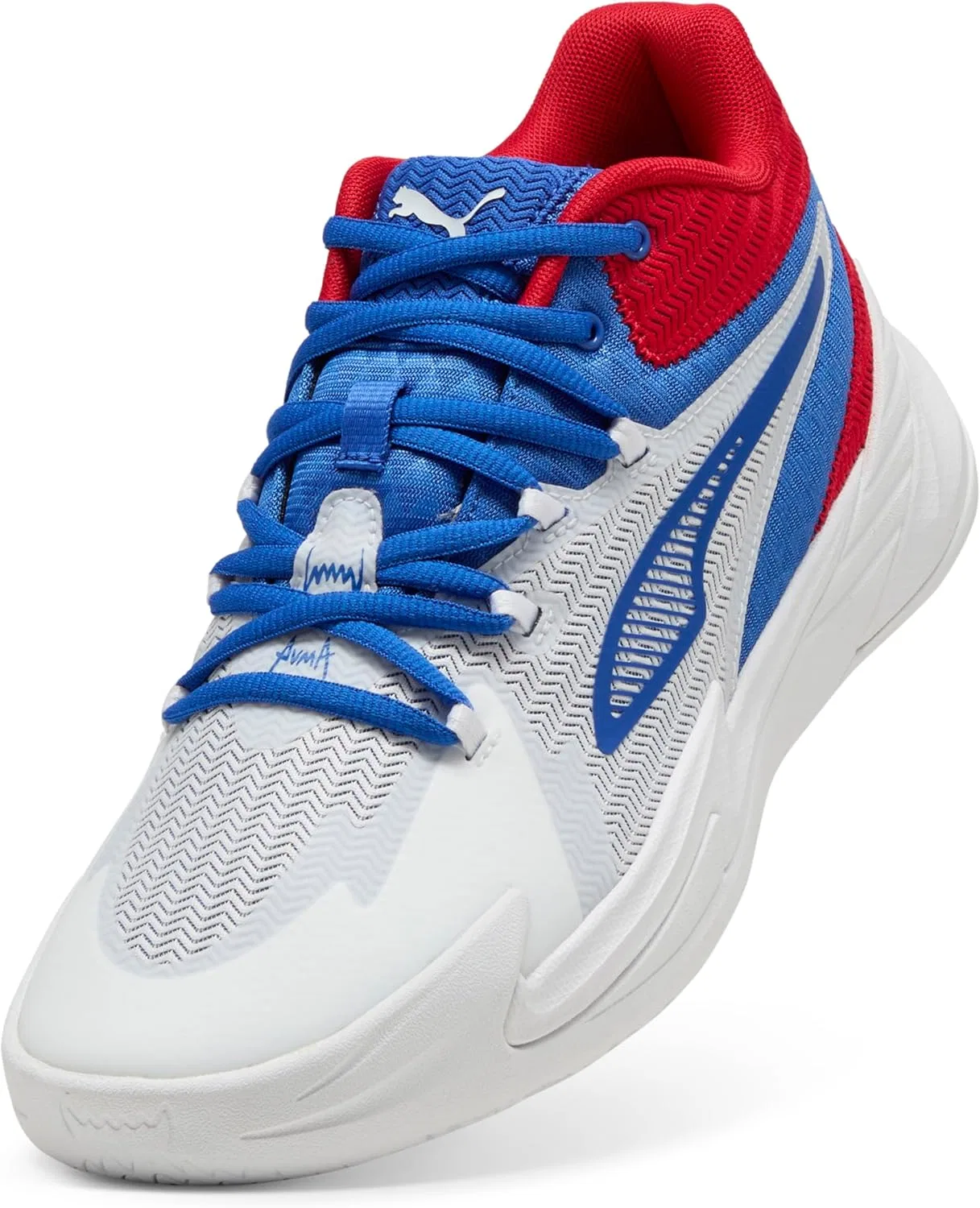 Мужские баскетбольные кроссовки PUMA Dagger, White Mountain Blue For All Time Red Ah25 — фото 2
