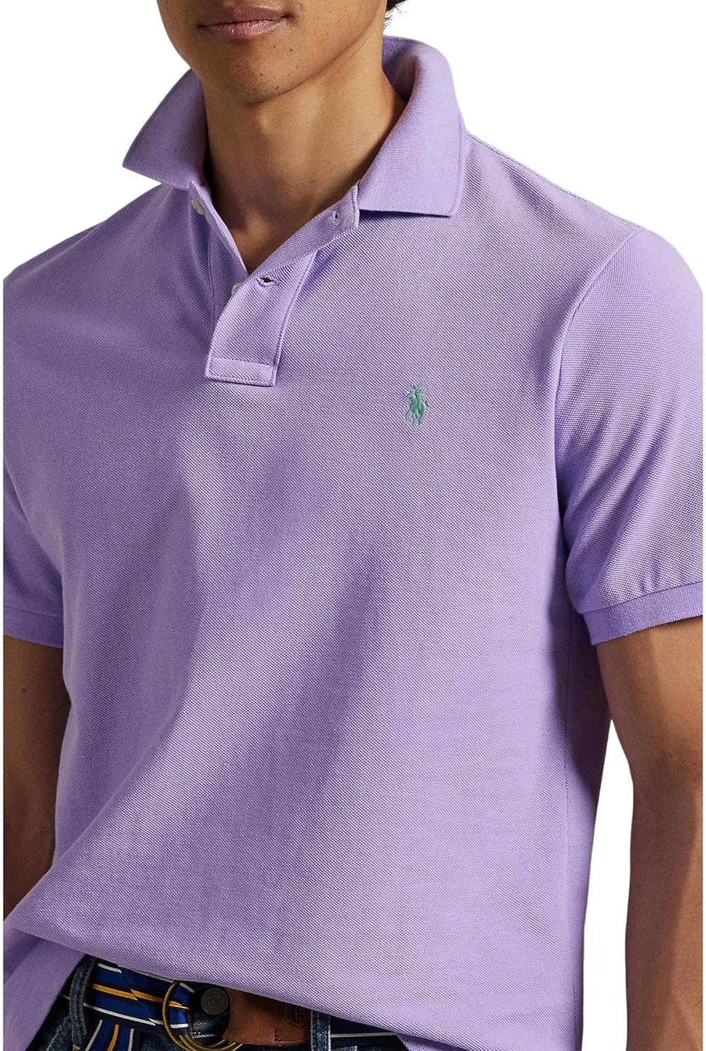 POLO RALPH LAUREN Мужская классическая футболка-поло из сетки, Light Lilac — фото 3