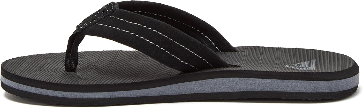 Детские шлепанцы Quiksilver Carver Suede с фиксирующим ремешком, черный — фото 3