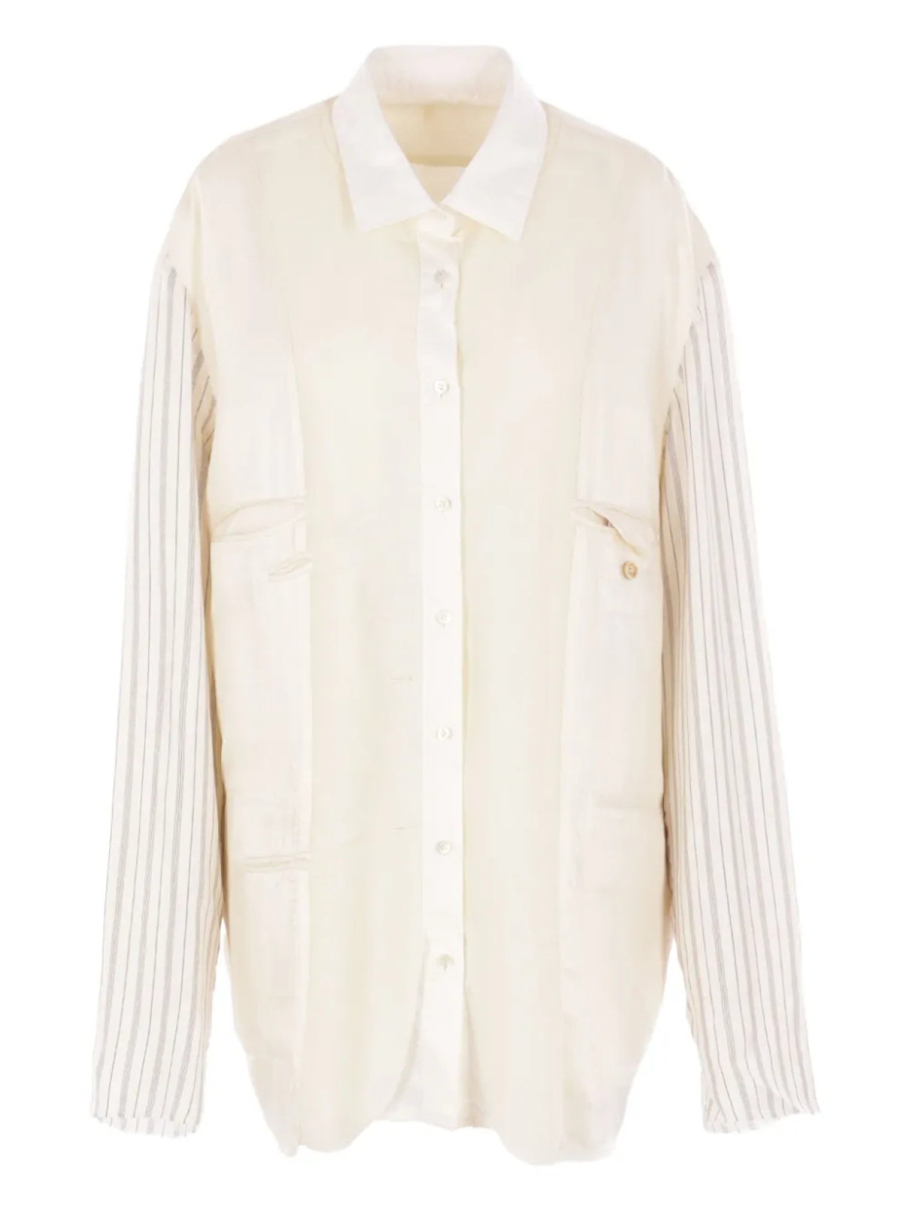 

Двусторонняя рубашка Maison Margiela с полосатыми рукавами, белый