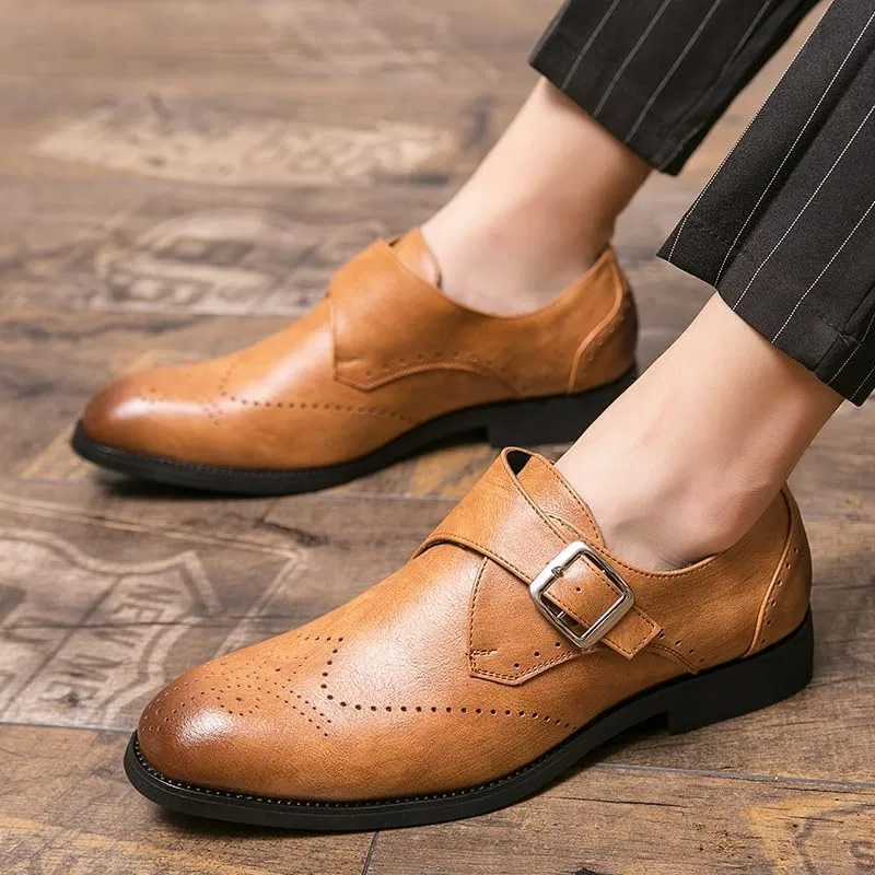 Лоферы мужские, дышащие, Brown Block, модель Single Buckle, желтые UOPYNE — фото 3