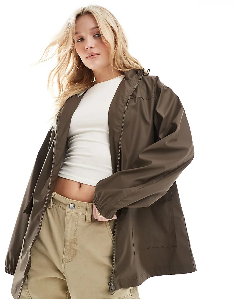 

Прорезиненный плащ шоколадного цвета ASOS DESIGN