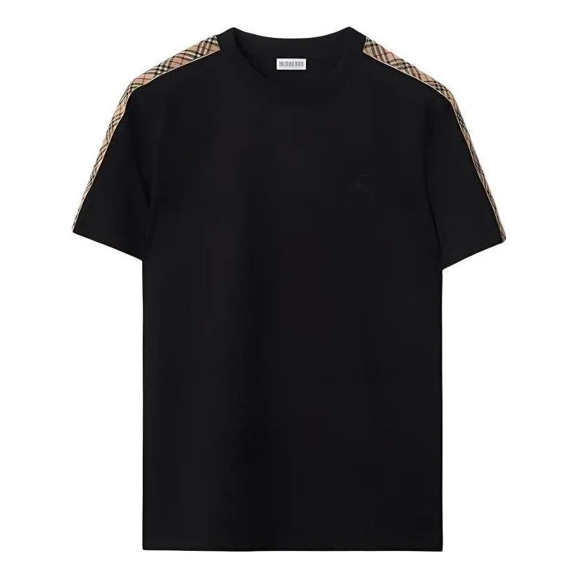 Футболка Burberry 26, хлопковая, в клетку, черный
