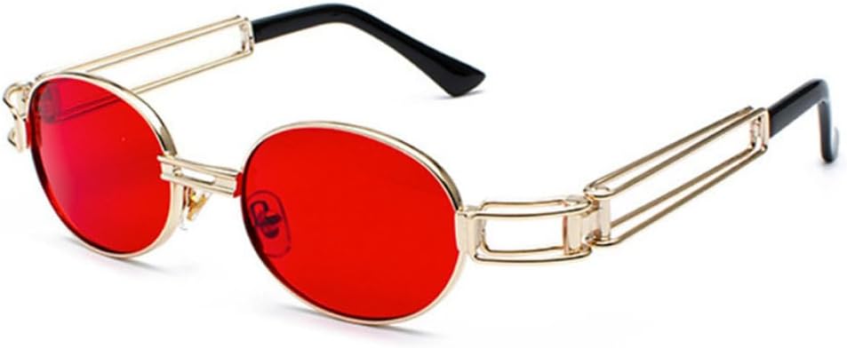 

Модные круглые солнцезащитные очки для женщин и мужчин в винтажном стиле с металлической оправой и в стиле стимпанк, солнцезащитные очки для мужчин с защитой от УФ-излучения UV400 TYUVIVO, Gold-red