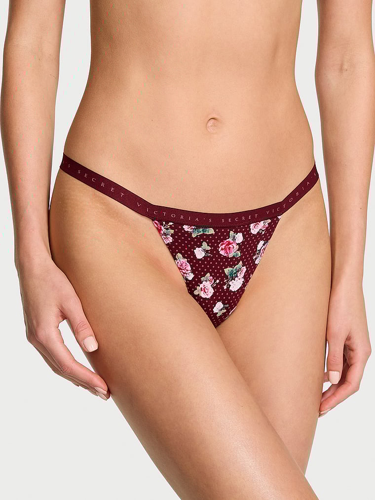 

Трусики-Стринги из эластичного хлопка Victoria'S Secret, smooth sangria red holly floral