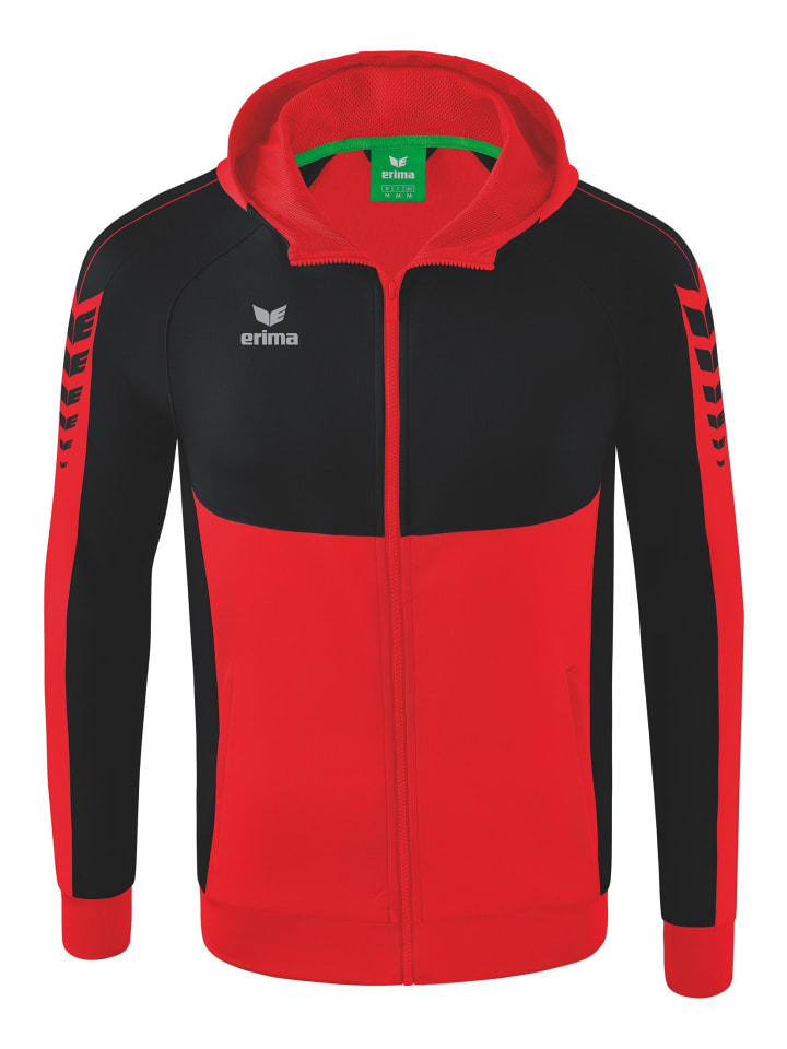 

Erima Детская тренировочная куртка Six Wings с капюшоном, красно-черная