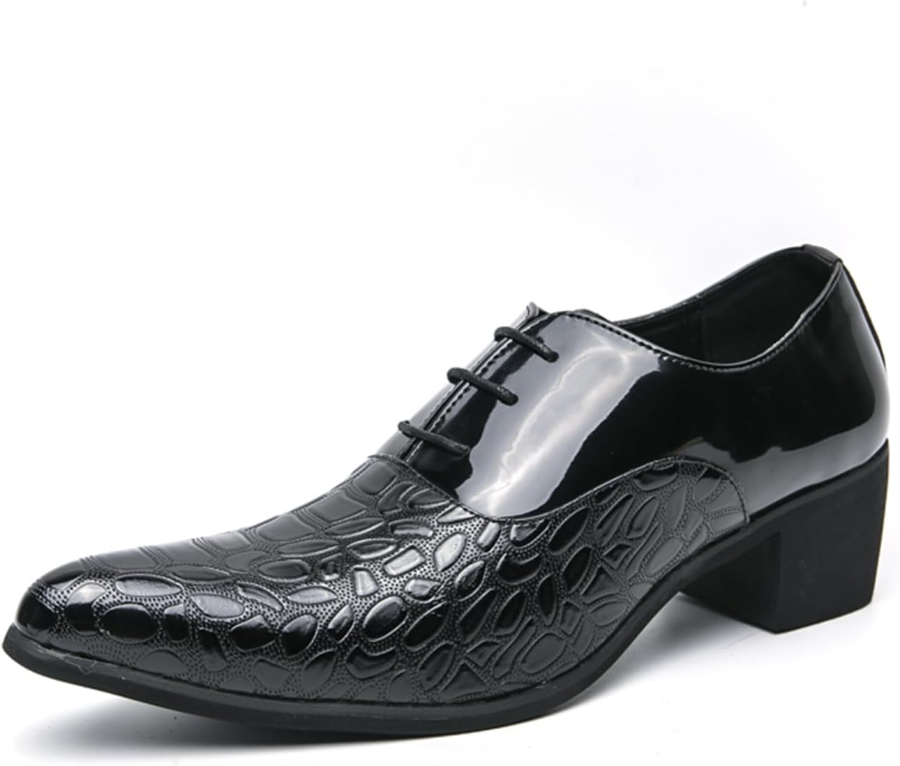 

Мужские дерби-оксфорды с заостренным носком из лакированной кожи, классические с шнуровкой, низкие с твердой подошвой и высоким каблуком, модные туфли на выпуск, для бизнеса, свадеб и торжеств Abborora, черный