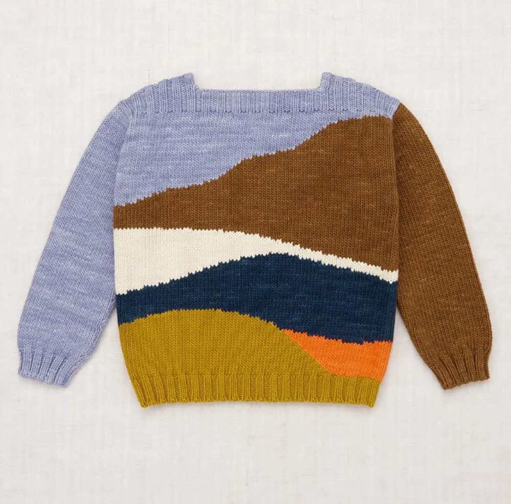 

Свитер из хлопка с рисунком пейзажа Misha & Puff, синий