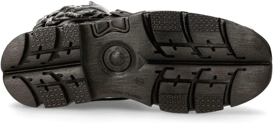 Мужские кожаные ботинки New Rock Metallic 391 Black Reactor с черепом, стиль готик-панк, черный — фото 4