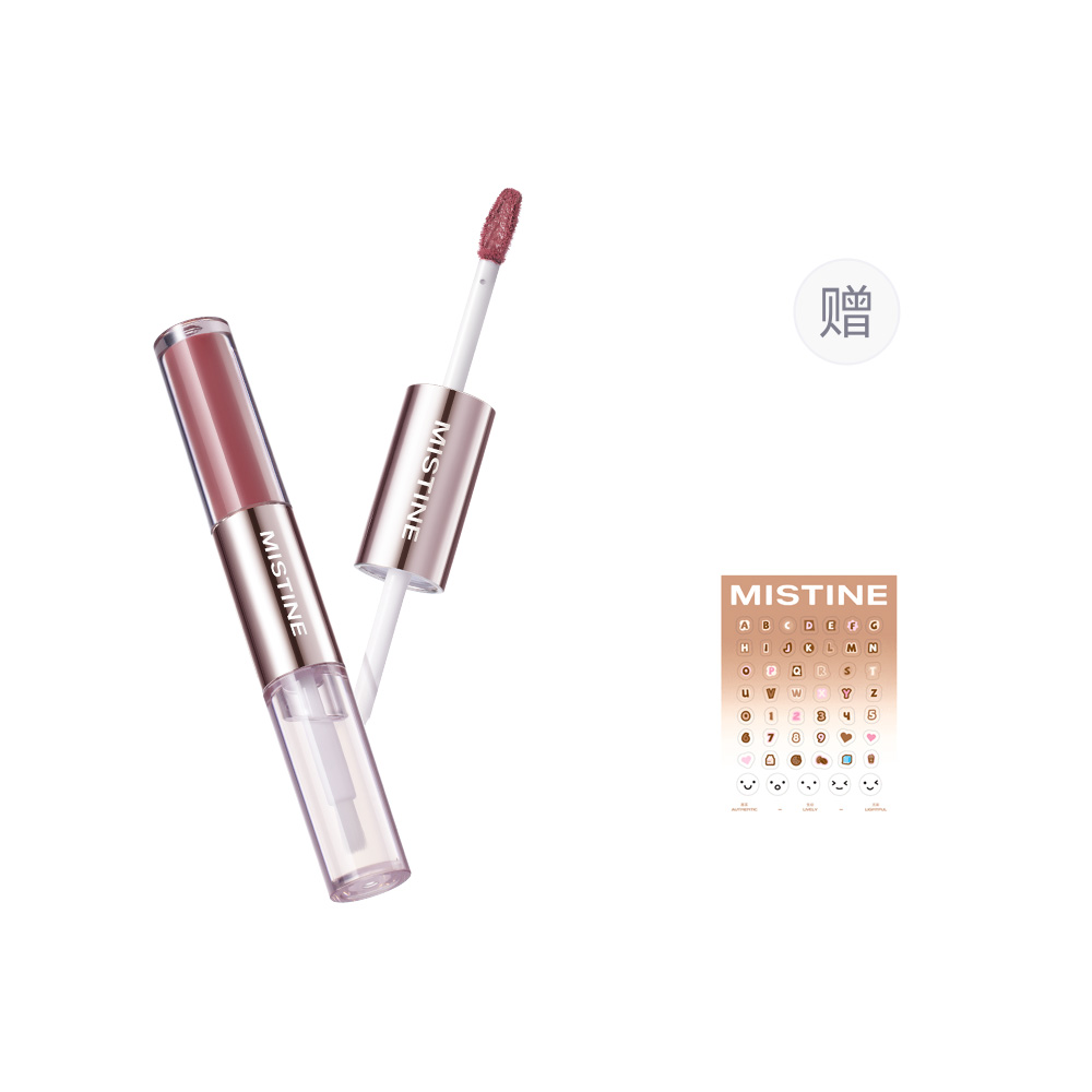 

Блеск для губ Tipsy Long Lasting Dual Head Matte, легко растушевывается, придает губам сияющий и естественный вид Mistine, d10 cameo коричневый plum wine