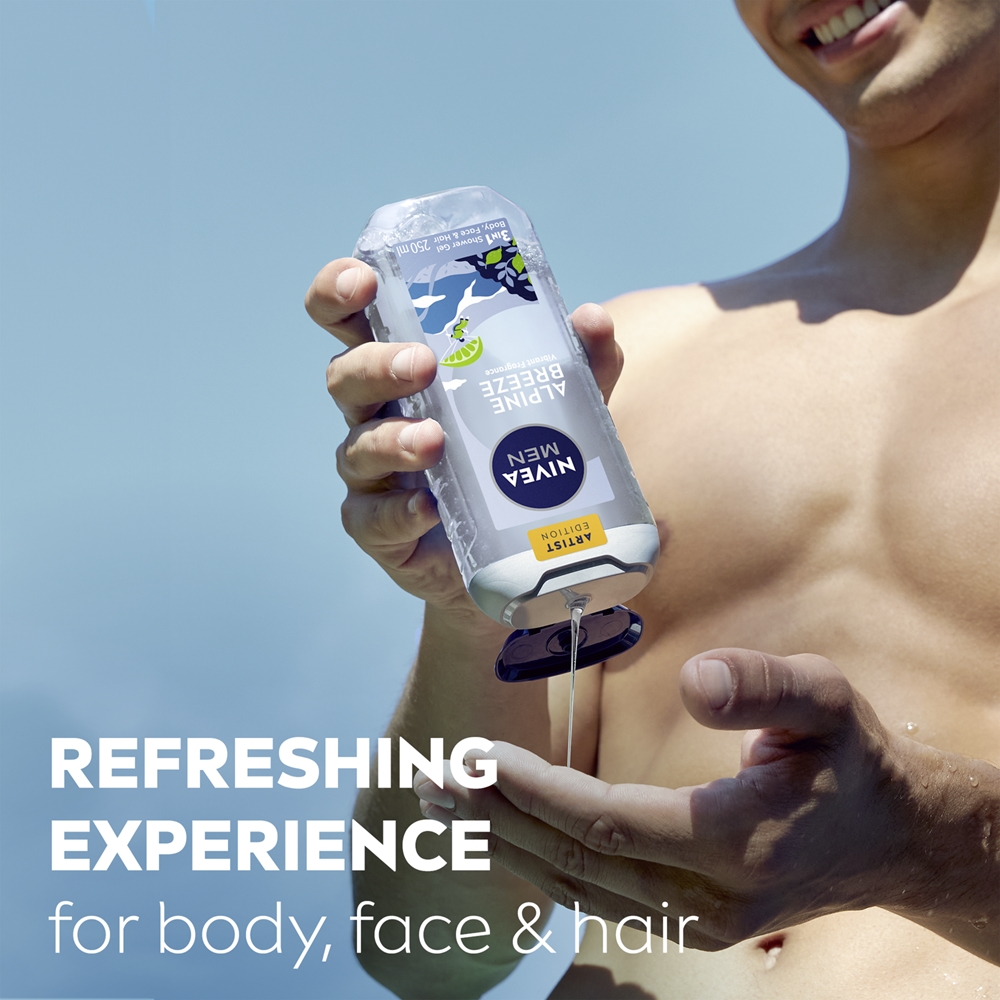 Гель для душа для тела и волос «Альпийский бриз» для мужчин Nivea, 250 мл — фото 2