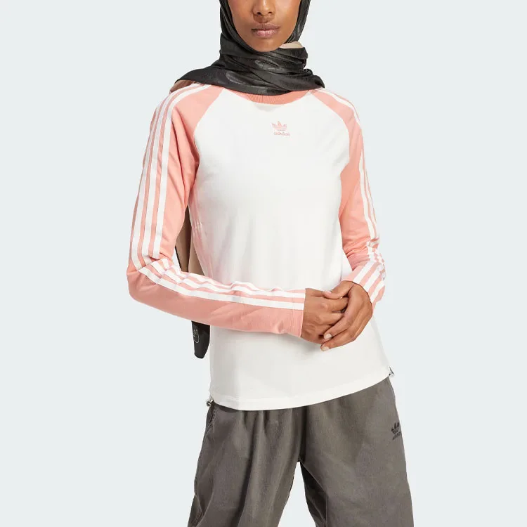 Футболка с длинным рукавом в стиле колор-блок Adidas Originals, Earth Umber — фото 4
