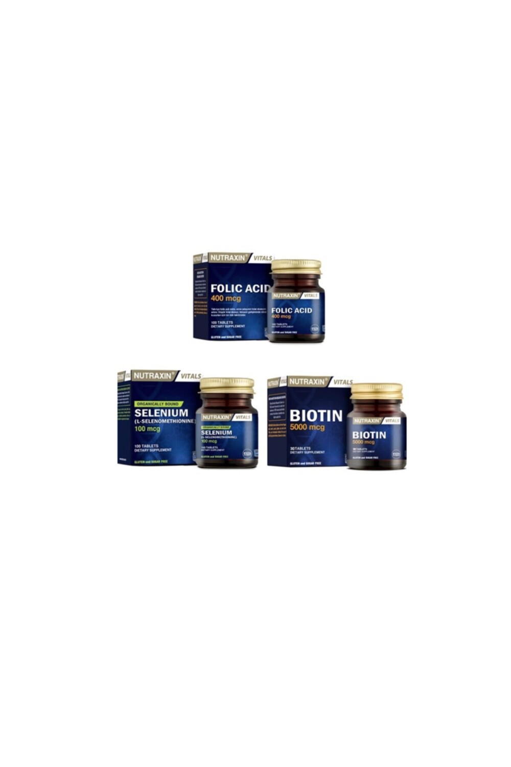 

Nutraxin Фолиевая (фолиевая) кислота 100 Т + Селен 100 Т + биотин 5000 мкг mdmsntrs53 в форме селенометионина