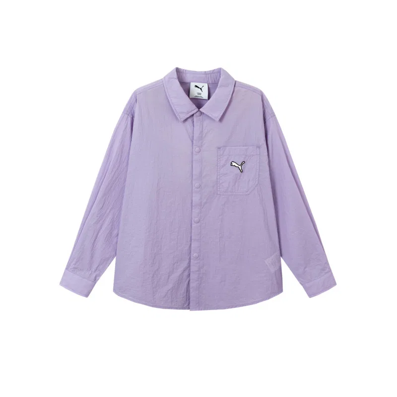 Детская повседневная рубашка с отложным воротником PUMA Pink Purple