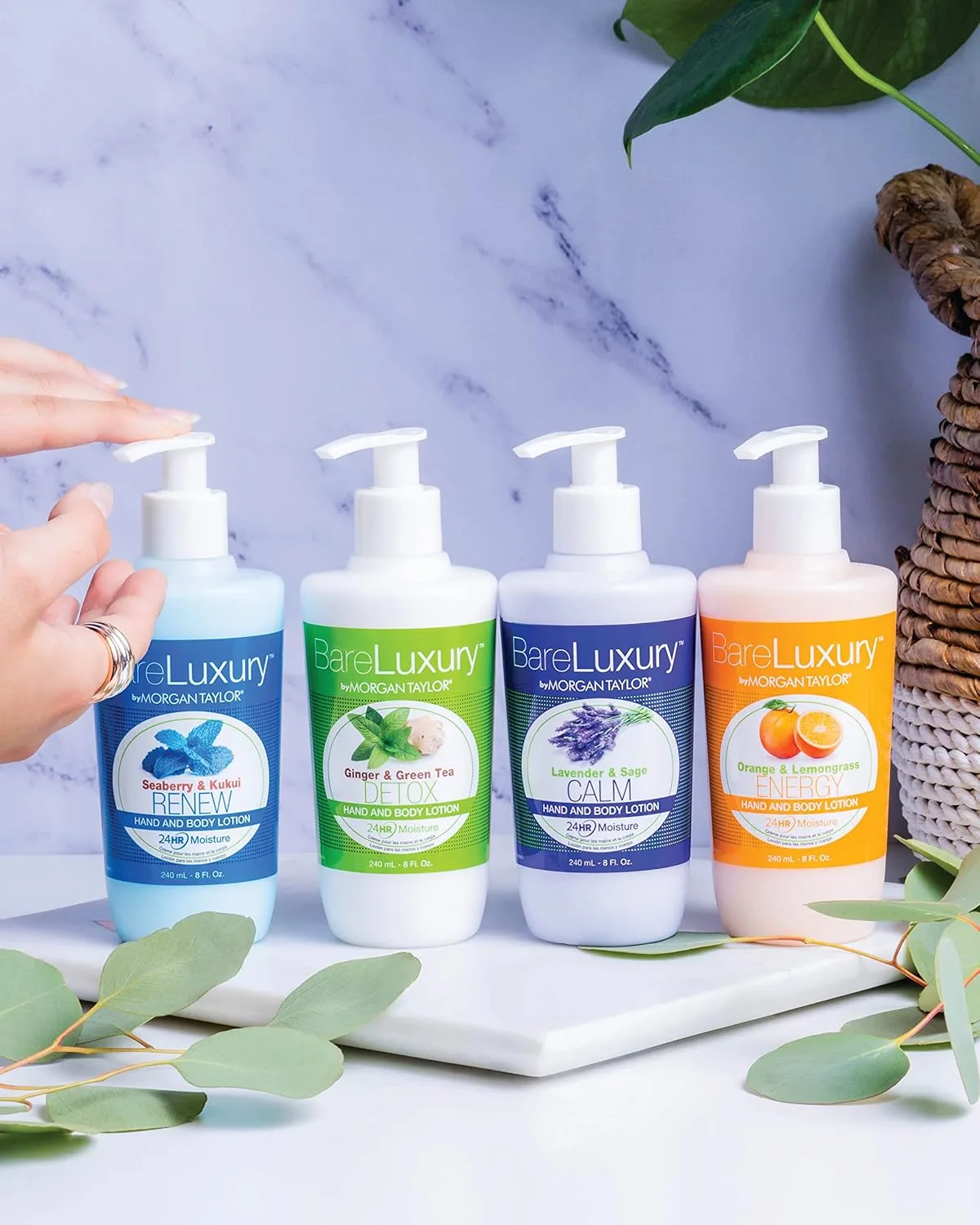 Лак для ногтей Morgan Taylor, лосьон для детокса Spa BareLuxury с имбирем и зеленым чаем, подарки для спа-процедур, массаж ног, подарки для ухода за собой. 237 мл (1 шт.), Detox Ginger & Green Tea Lotion — фото 4