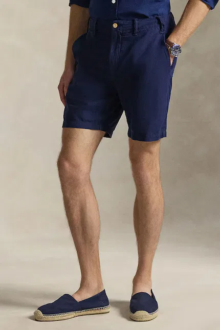 Шорты из льна с добавлением хлопка Polo Ralph Lauren, синий