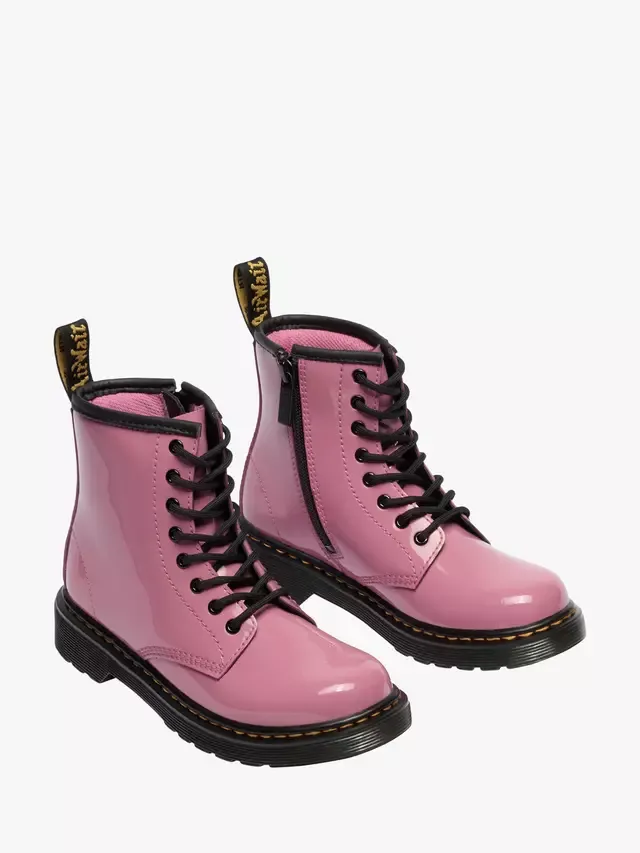 Детские лакированные ботинки на шнуровке 1460, розовые Dr. Martens — фото 3