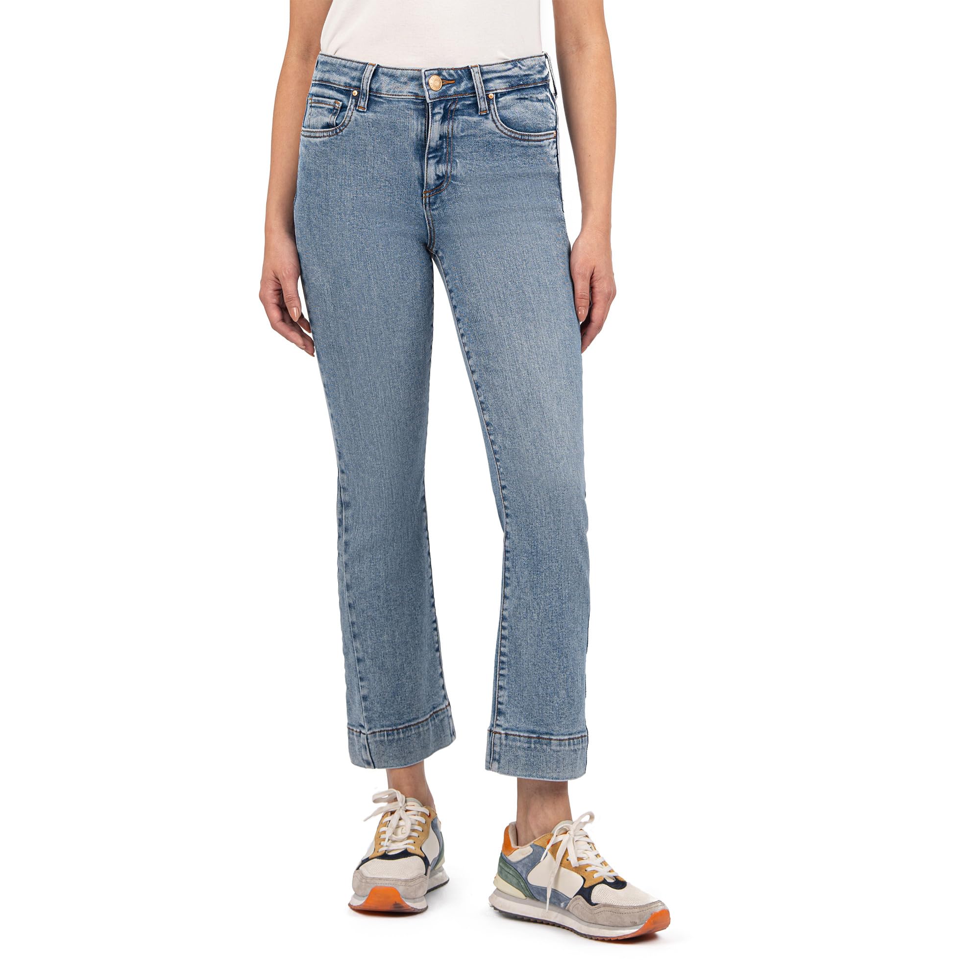 

Джинсы KUT from the Kloth Kelsey High-Rise Ankle Wide Hem Side Bottom Inset In Defend, Defend