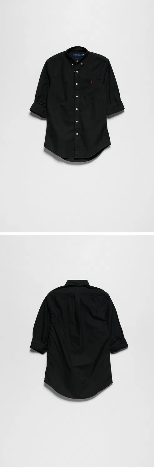 Женская оксфордская рубашка Slim Fit с окрашиванием в готовом виде, чёрная, от Polo Ralph Lauren — фото 3