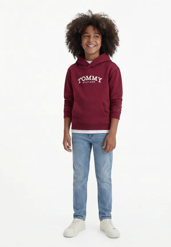 Толстовка с капюшоном из флиса с принтом логотипа Tommy Hilfiger, Rich Cherry