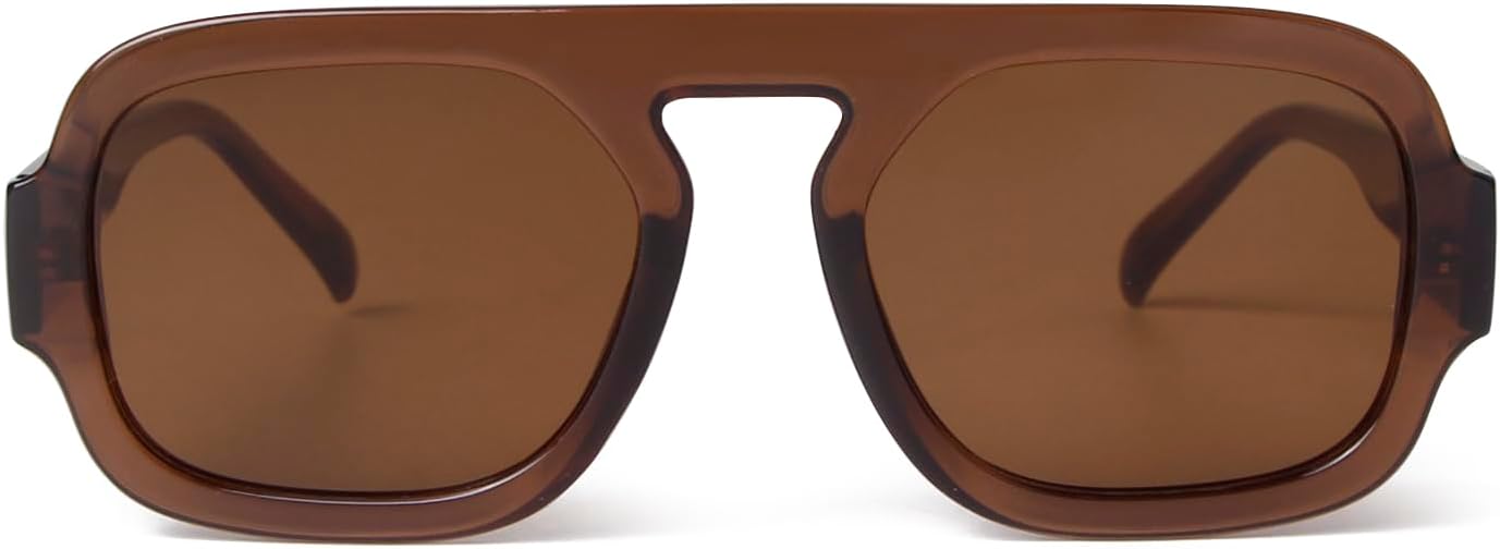 

Модные квадратные солнцезащитные очки ADE WU для женщин и мужчин, винтажные квадратные очки-авиаторы в стиле 70-х, стильные очки с плоской верхней частью, Coffee Brown Frame Brown Lense