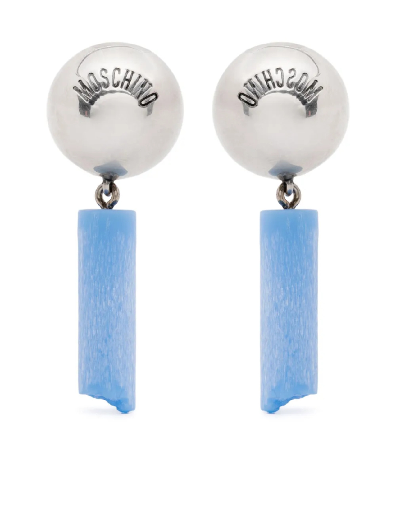

Moschino серьги-клипсы с логотипом, серебристый