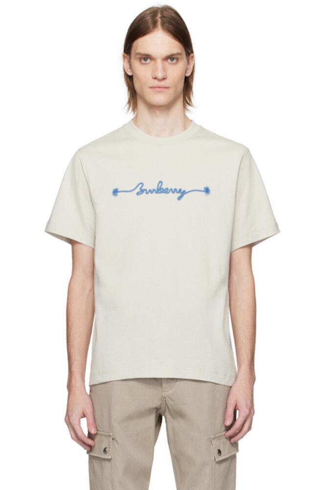 

Бежевая хлопковая футболка с логотипом Knot Burberry