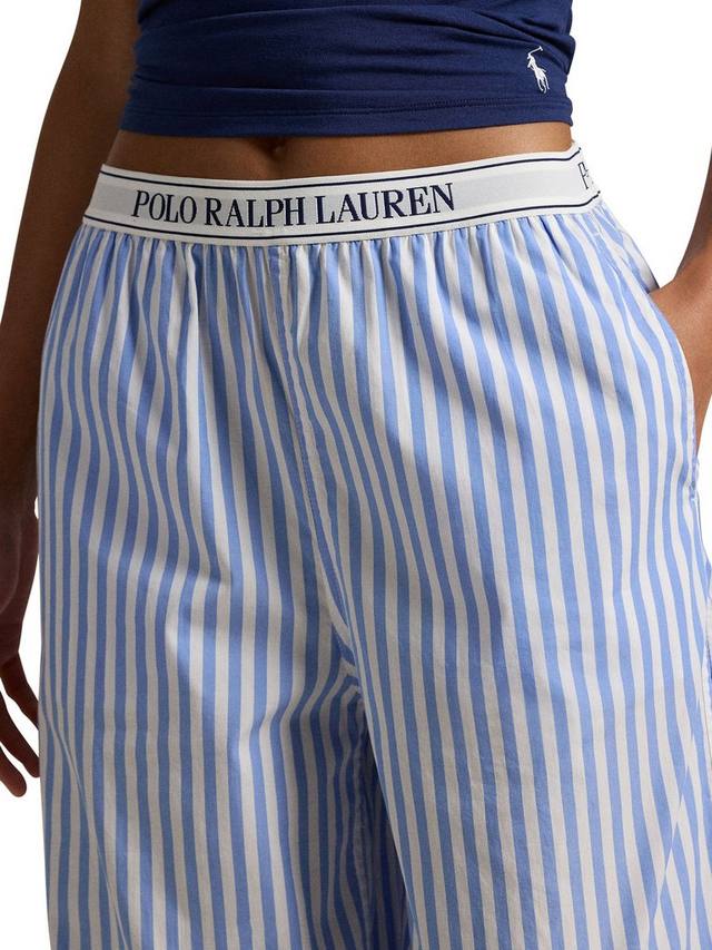 Пижамные брюки в полоску из сорочечной ткани Polo Ralph Lauren, Hydrangea Blue/White — фото 3