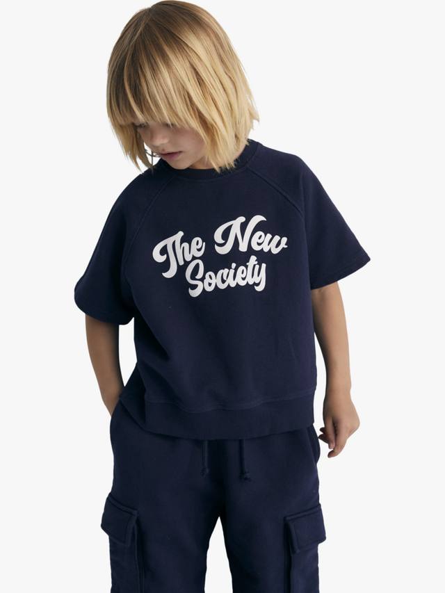 

Детская толстовка Pylos с коротким рукавом из хлопка с необработанным краем The New Society