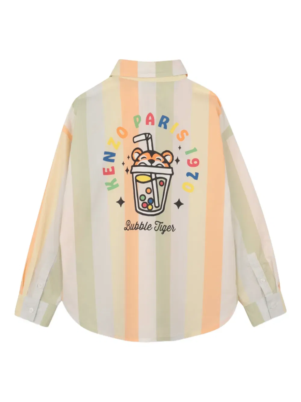 Полосатая рубашка Kenzo Kids, нейтральный — фото 2