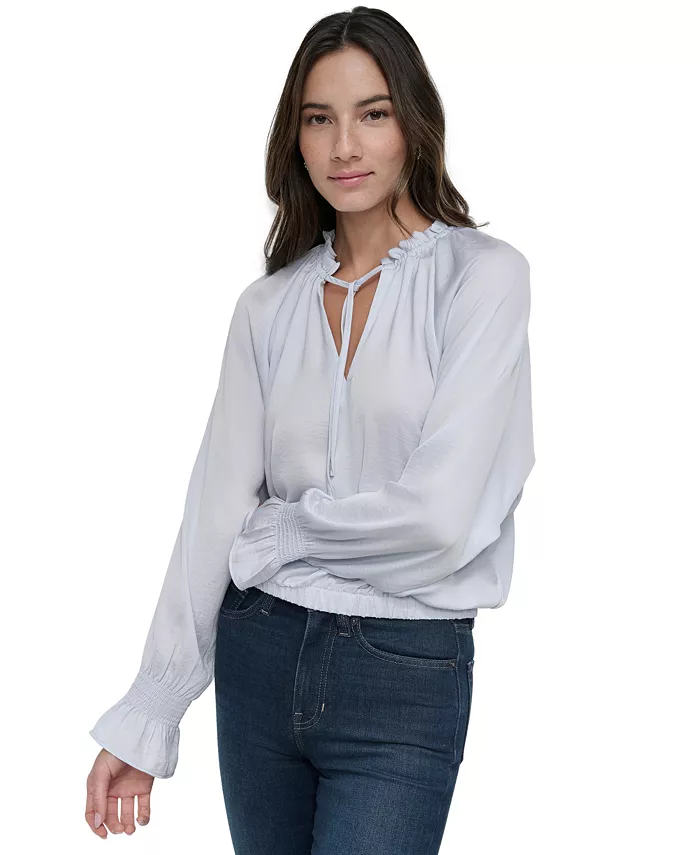 

Женская блузка с присборенными манжетами и рукавом реглан DKNY Jeans, синий