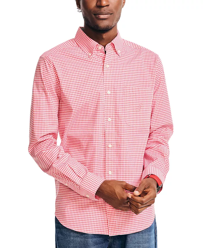 

Мужская классическая рубашка с длинным рукавом из поплина в клетку Gingham Check Nautica, синий