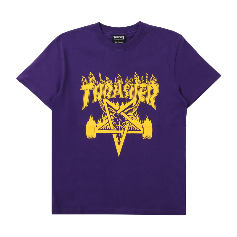 

Thrasher Футболка осень-зима 2022, японская версия, унисекс, фиолетовая