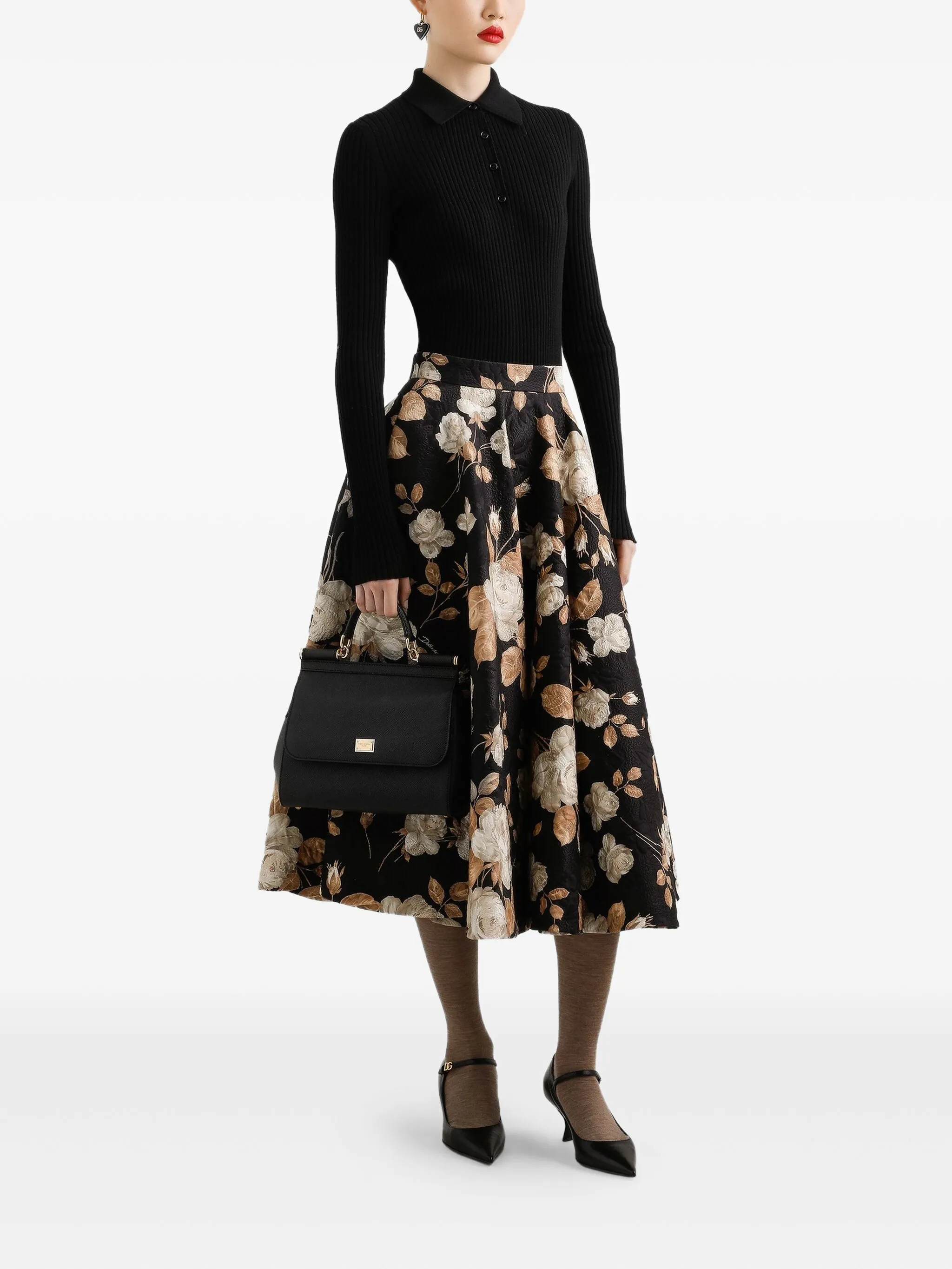 Свитер с цветочным принтом Dolce & Gabbana, черный — фото 2
