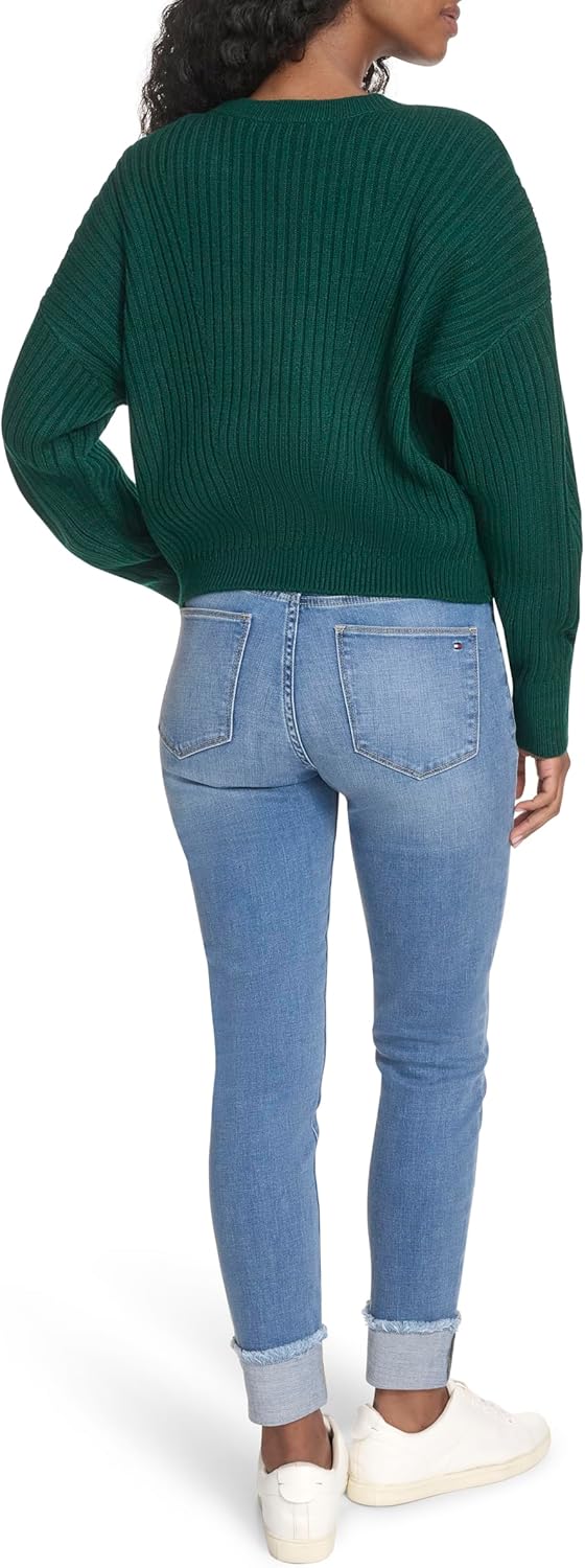 Женский однотонный свитер Bobbi с круглым вырезом Tommy Hilfiger, Forest — фото 4
