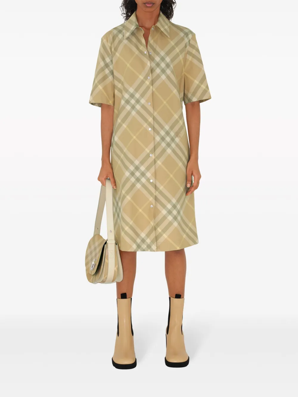 Платье-рубашка BURBERRY, винтажная клетка, нейтральный, хлопок — фото 2