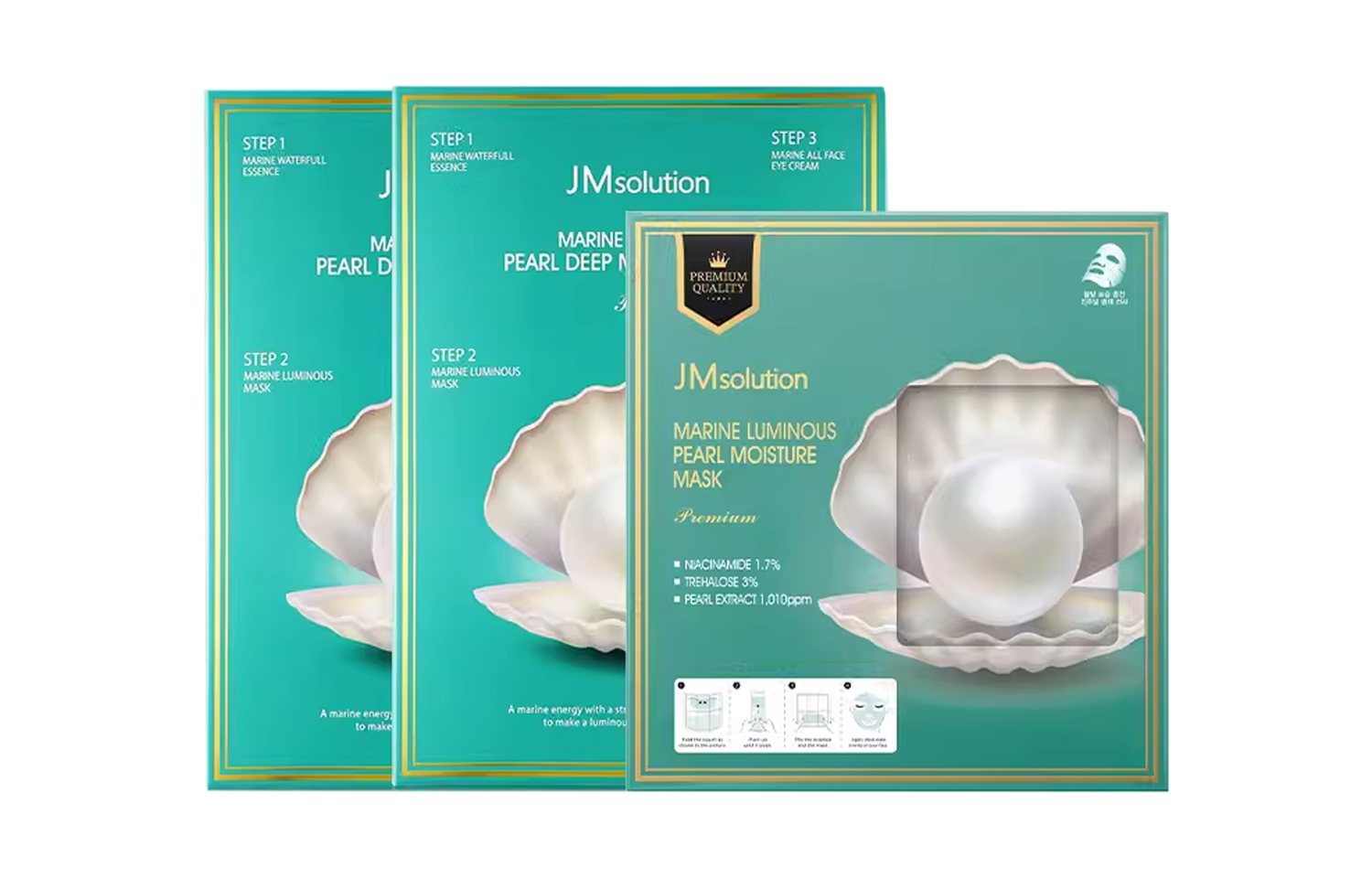 JM Solution Pearl Trilogy маска для лица успокаивающая увлажняющая для всех типов кожи 10 шт/уп *3*4*5 JMsolution — фото 4