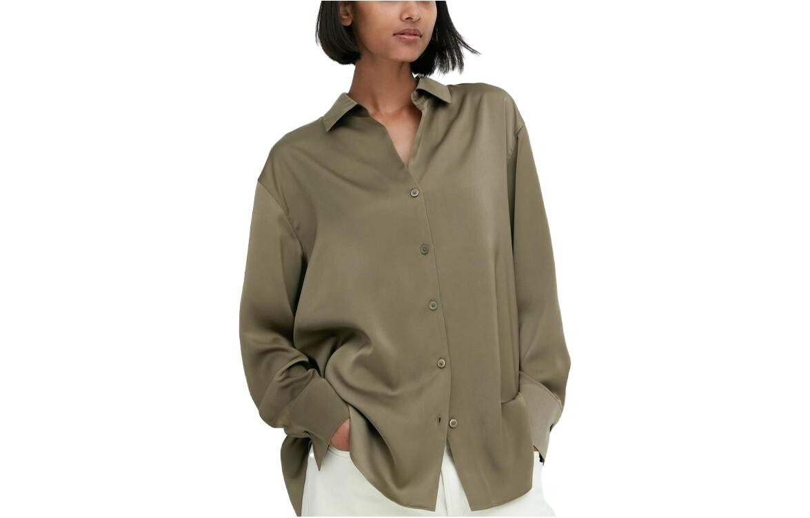 

Рубашка женская оливковая Uniqlo
