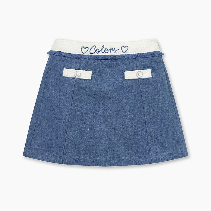 Детская джинсовая юбка с твидовыми вставками синяя от Benetton Kids