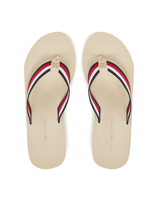 Сланцы Th Corporate Wedge Beach Sandal FW0FW08520 Tommy Hilfiger, бежевый