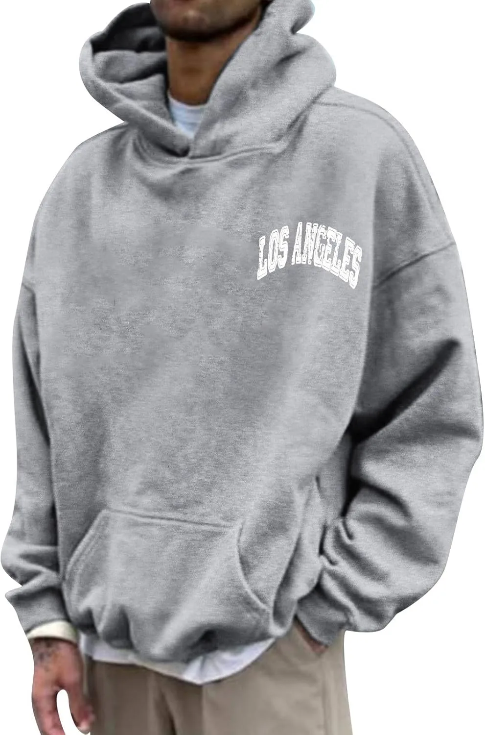 Толстовка с капюшоном Los Angeles Letter Print для мужчин, Vintage, Plus Size — фото 2
