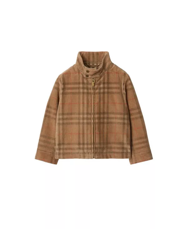 

Детская клетчатая вельветовая куртка-харрингтон - для малышей и для взрослых. Burberry, бежевый