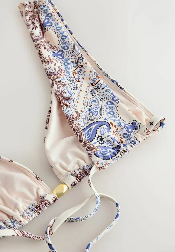 Топ-бикини треугольный Regular fit Next, cream blue paisley, кремово-голубой пейсли — фото 2