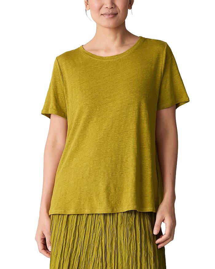

Льняная футболка с круглым вырезом Jersey Eileen Fisher, желтый